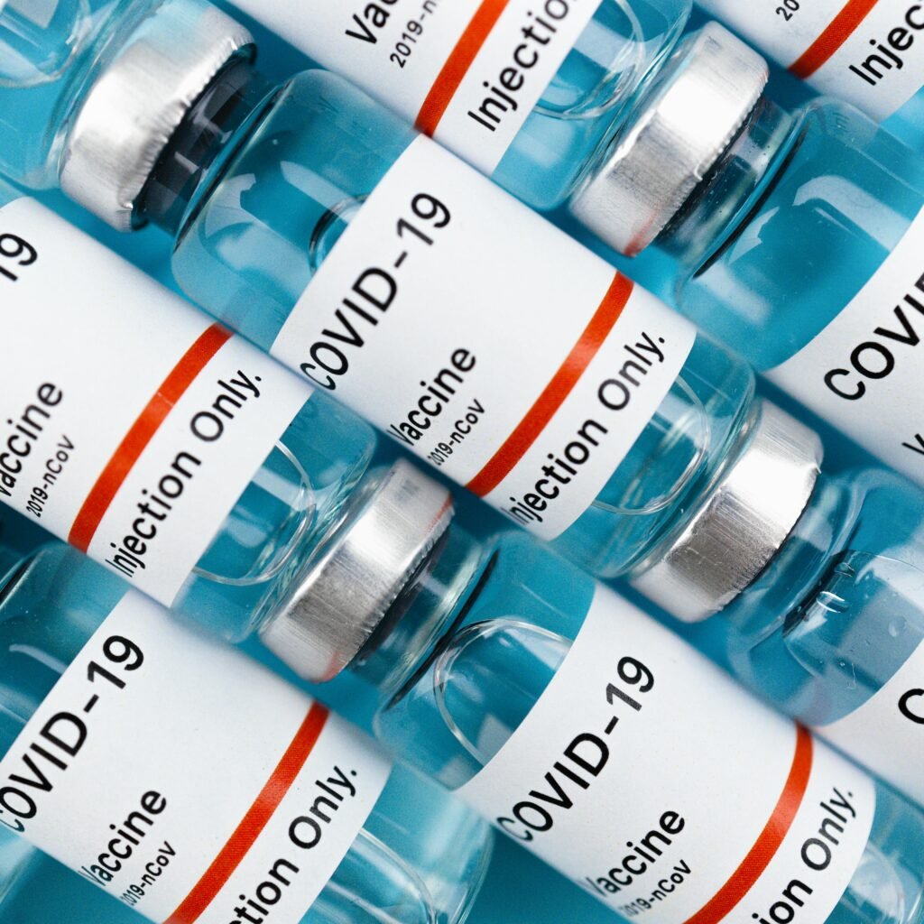 High-quality image of COVID-19 vaccine vials, perfect for healthcare themes.