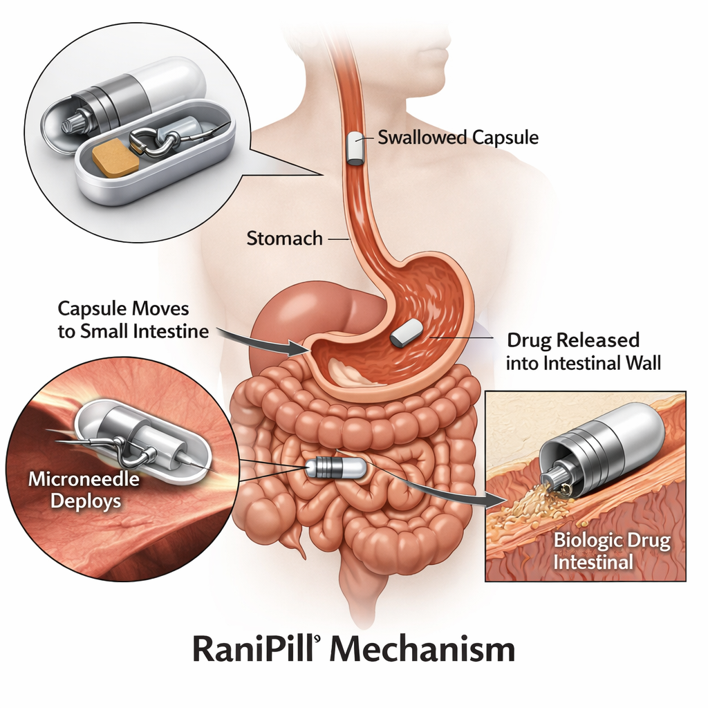 Rani Therapeutics RaniPill Capsule RT-114 oral GLP-1/GLP-2 therapy showing Phase 1 clinical trial results for obesity treatment
