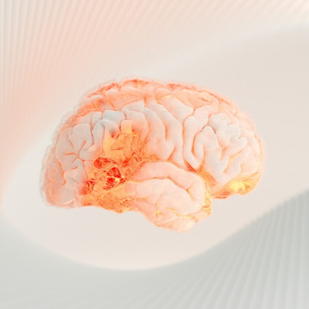 Illustration of tau pathology and brain neurons representing the Phase 2 PROSPECT-ALZ trial evaluating ceperognastat in early symptomatic Alzheimer's disease.