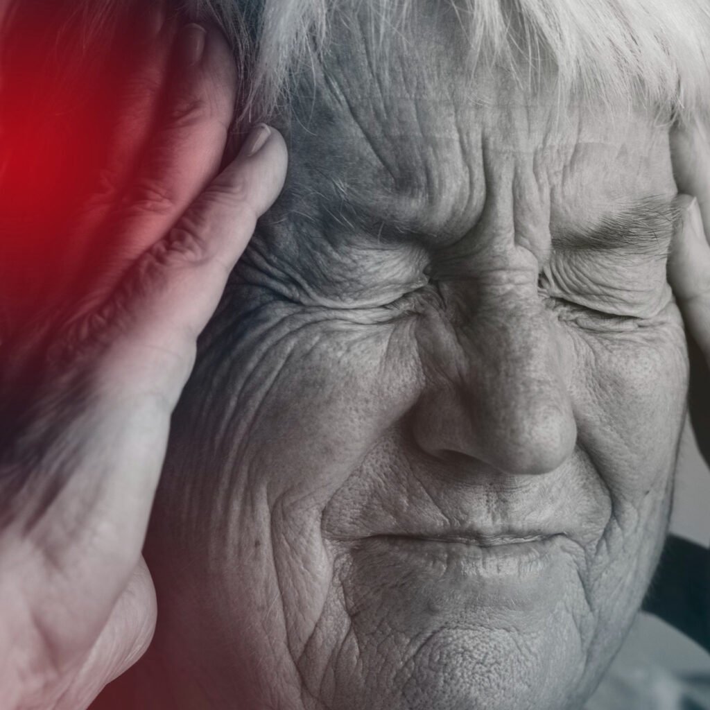 Illustration of EVO756, an investigational oral MRGPRX2 antagonist, entering a global Phase 2b clinical trial for migraine prevention targeting trigeminal neurons and meningeal mast cells.