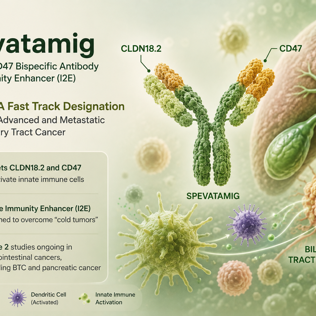 Spevatamig CLDN18.2 CD47 bispecific antibody receives FDA Fast Track designation for biliary tract cancer