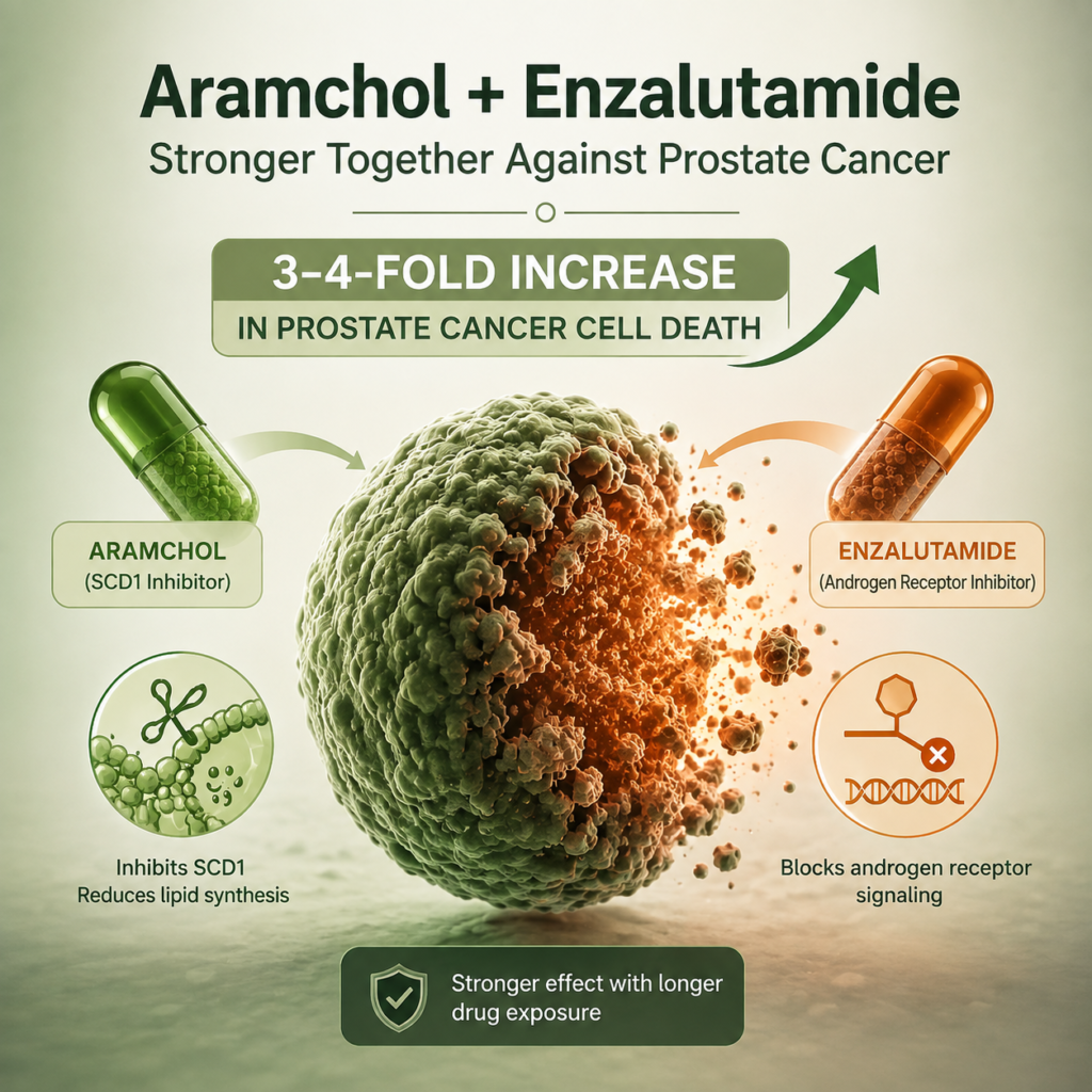 Aramchol and enzalutamide combination increases prostate cancer cell death in preclinical VCaP model