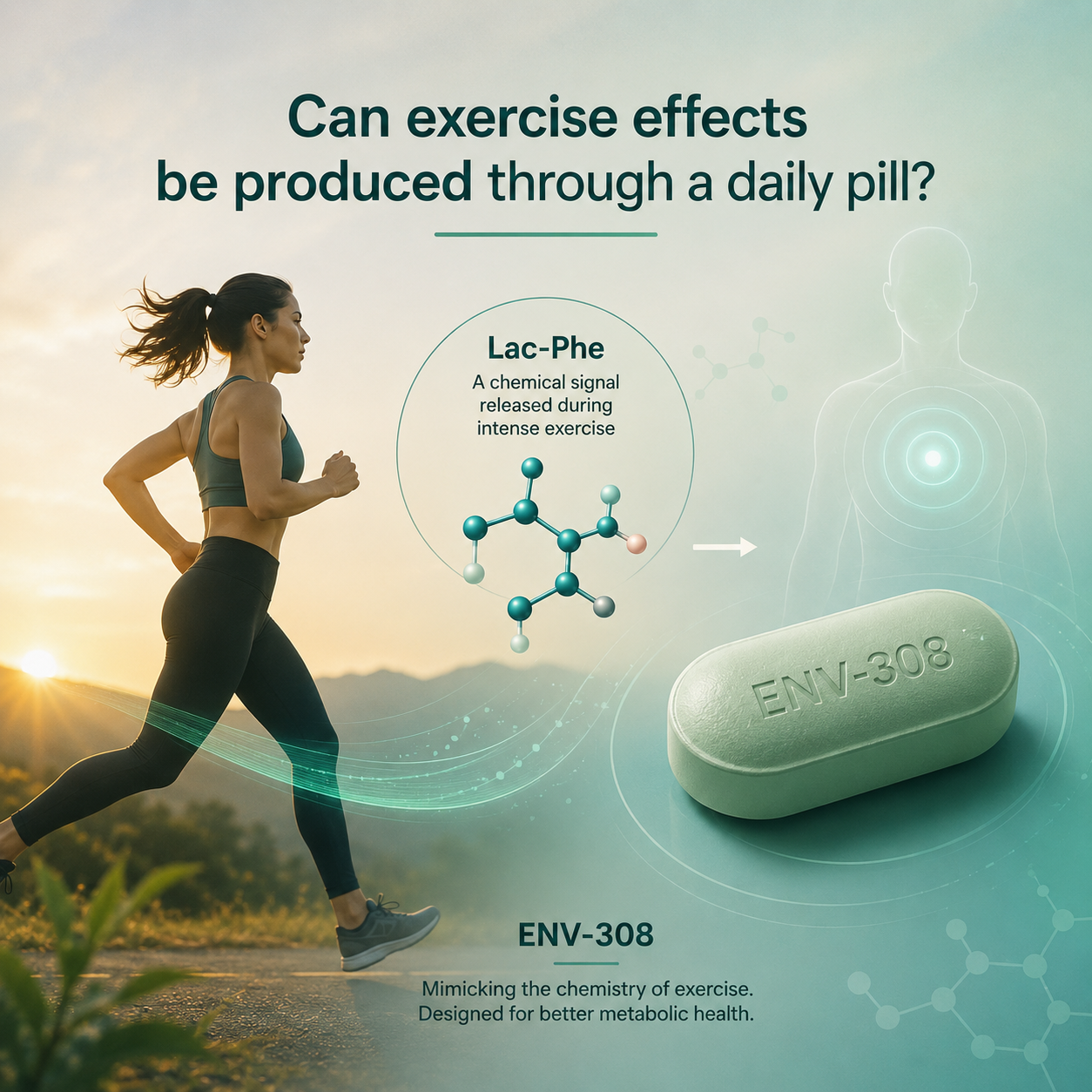 ENV-308 oral pill mimicking Lac-Phe chemical signal released during intense exercise