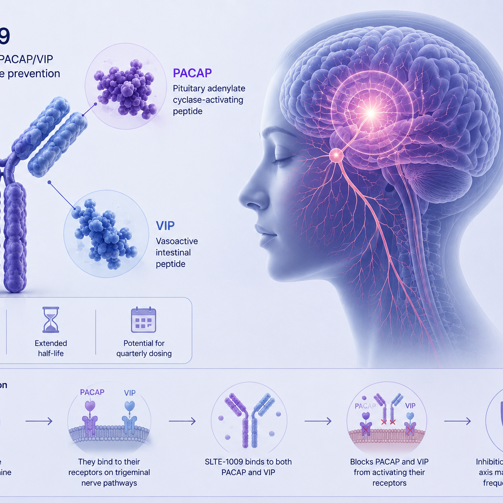 Slate Medicines SLTE-1009 anti-PACAP VIP antibody for migraine prevention