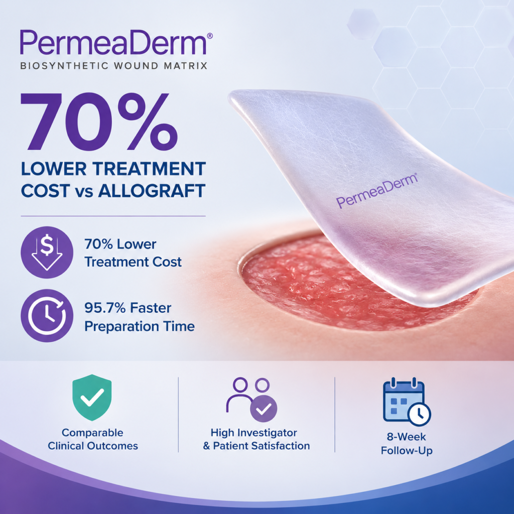PermeaDerm biosynthetic wound matrix demonstrates 70% lower treatment cost compared with cadaveric allograft