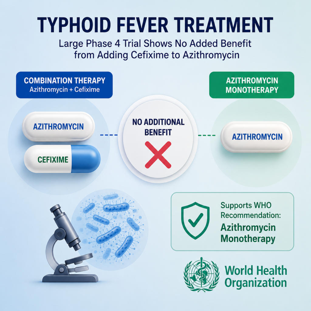 Azithromycin and cefixime combination compared with azithromycin alone in a phase 4 typhoid fever trial