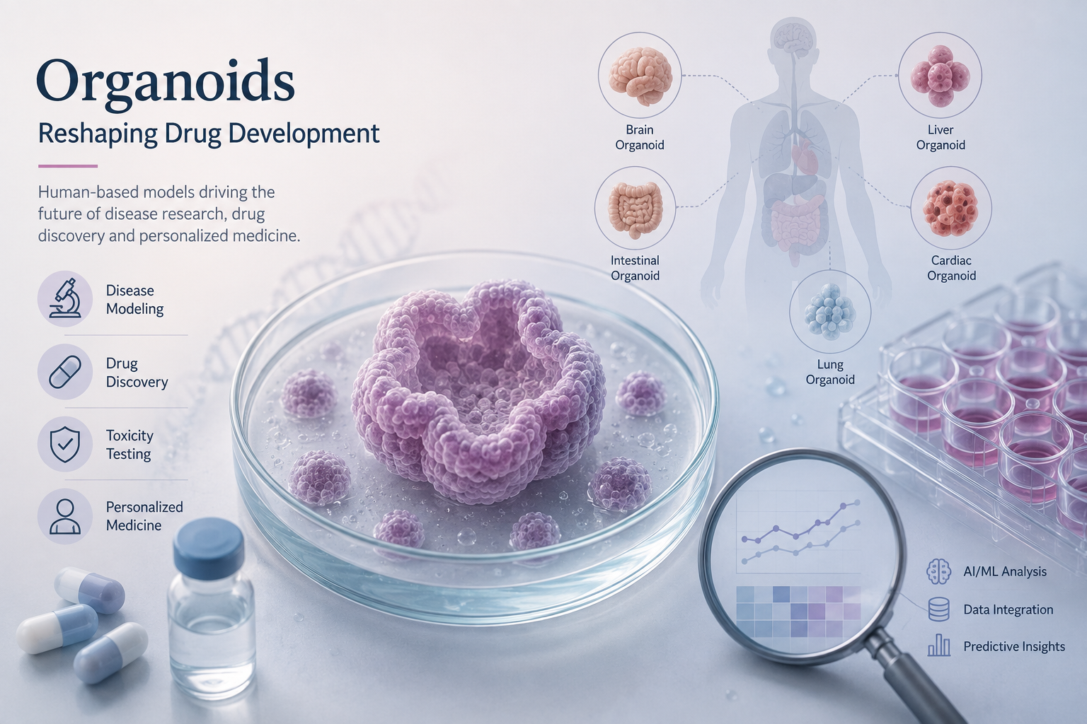 Organoids used in drug development and human-based biomedical research