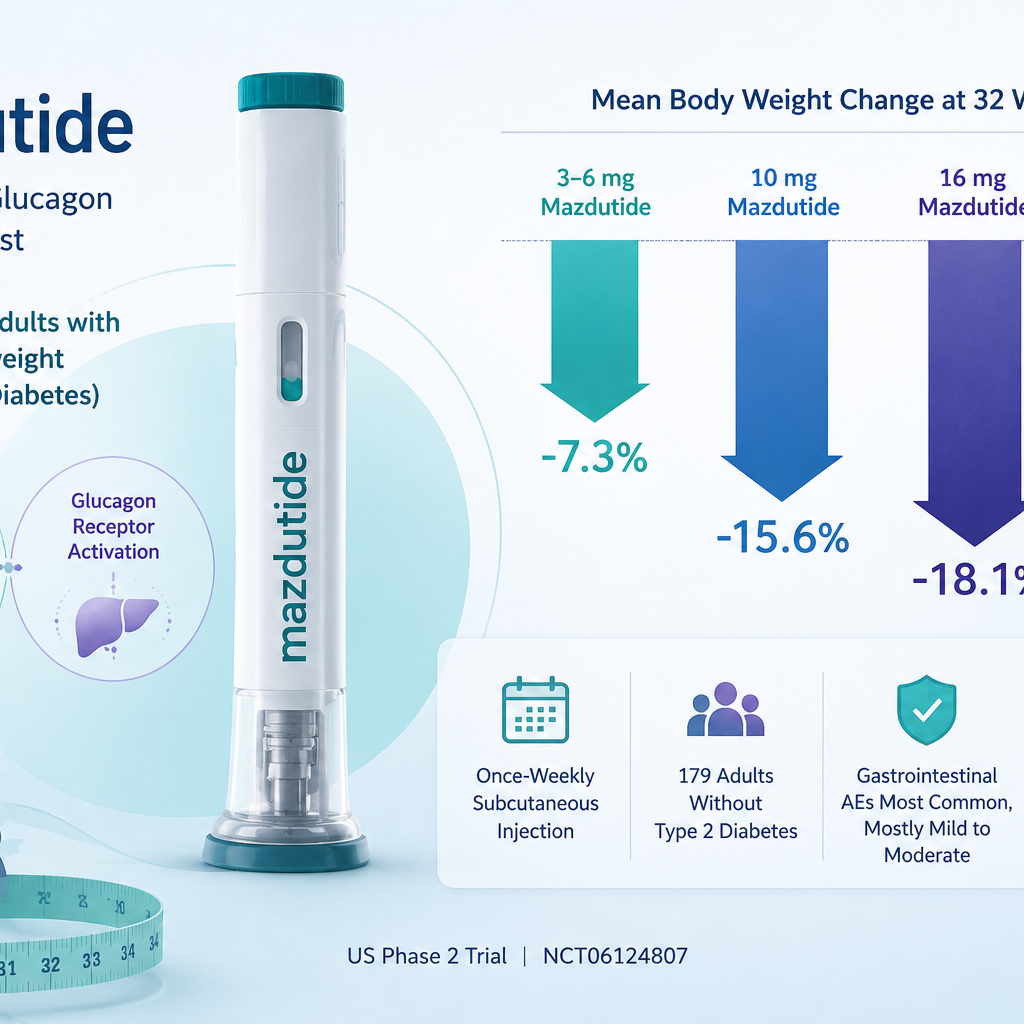Mazdutide produced dose-dependent weight loss in adults with obesity in a phase 2 clinical trial