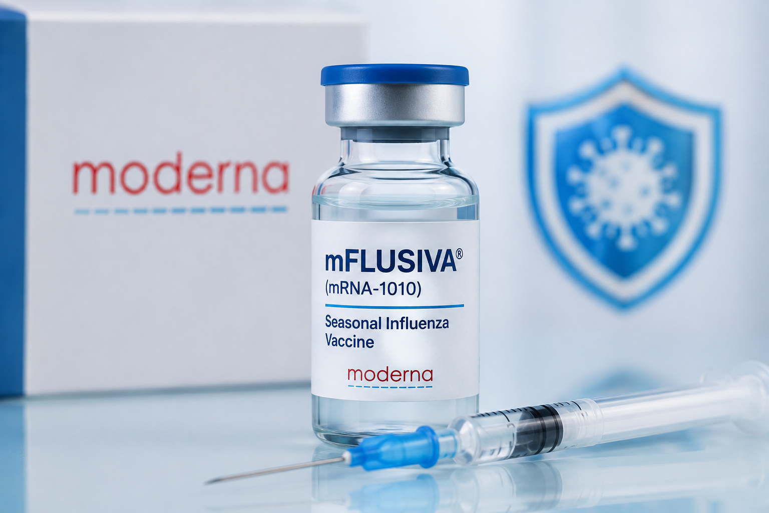 Moderna's mFLUSIVA (mRNA-1010), the first FDA-approved mRNA-based seasonal influenza vaccine for adults aged 50 years and older.