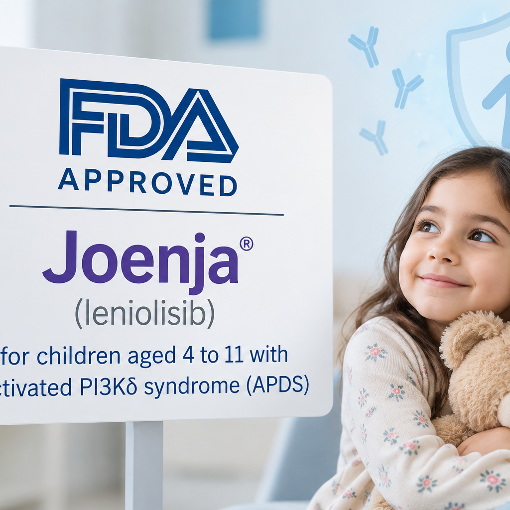 Pharming’s Joenja (leniolisib) receives FDA approval for children aged 4 to 11 with activated PI3Kδ syndrome (APDS).