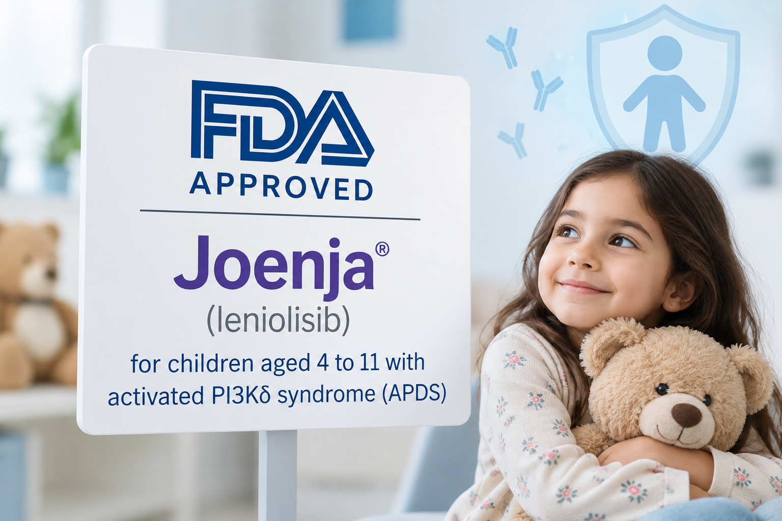 Pharming’s Joenja (leniolisib) receives FDA approval for children aged 4 to 11 with activated PI3Kδ syndrome (APDS).