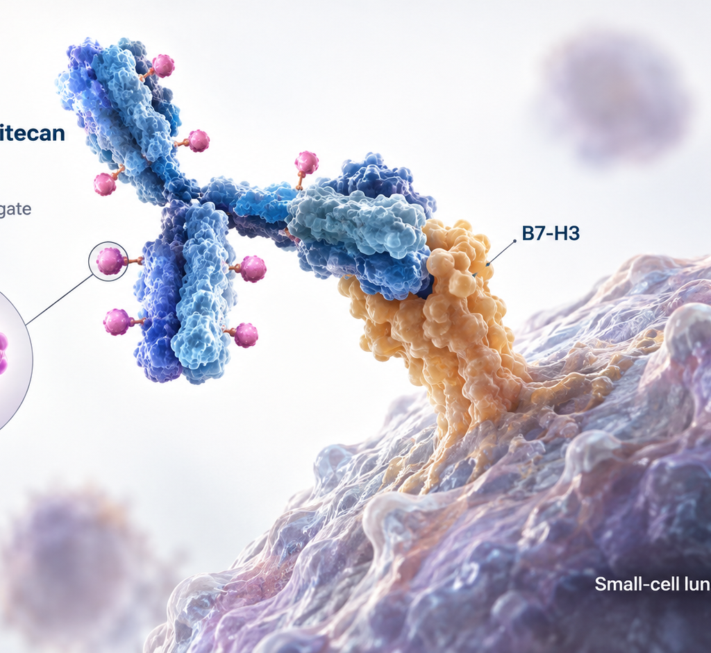 Tambotatug pelitecan B7-H3 antibody-drug conjugate in phase 3 small-cell lung cancer trial