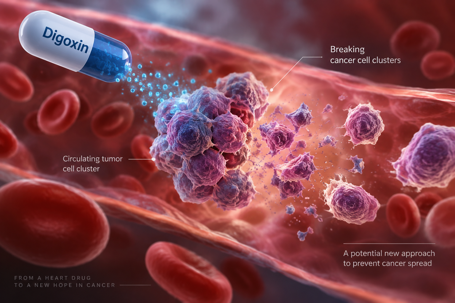 Digoxin disrupting circulating tumor cell clusters in metastatic breast cancer