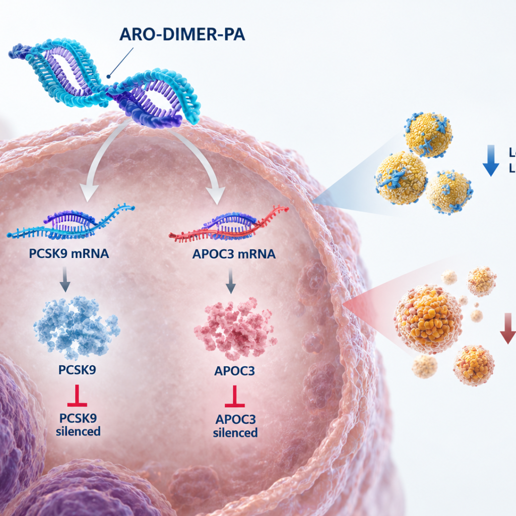 Arrowhead Pharmaceuticals ARO-DIMER-PA dual-target RNAi therapy targeting PCSK9 and APOC3 in mixed hyperlipidemia