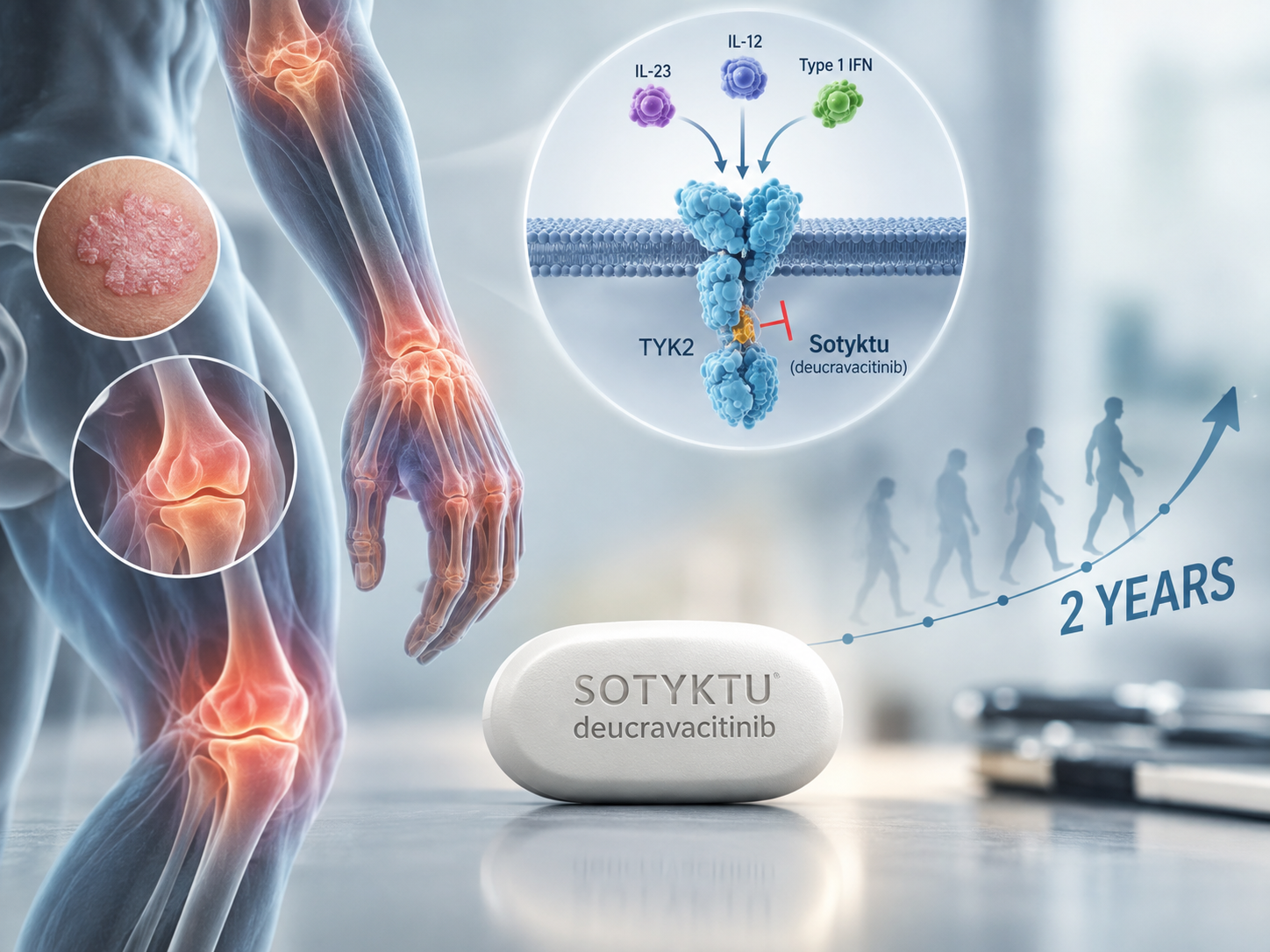 Sotyktu deucravacitinib TYK2 inhibitor showing durable efficacy in psoriatic arthritis through two years