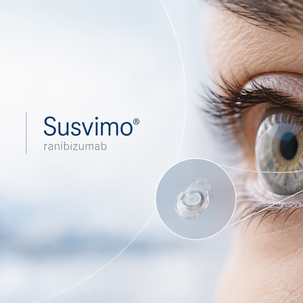 Roche Susvimo refillable ocular implant delivering ranibizumab for neovascular age-related macular degeneration
