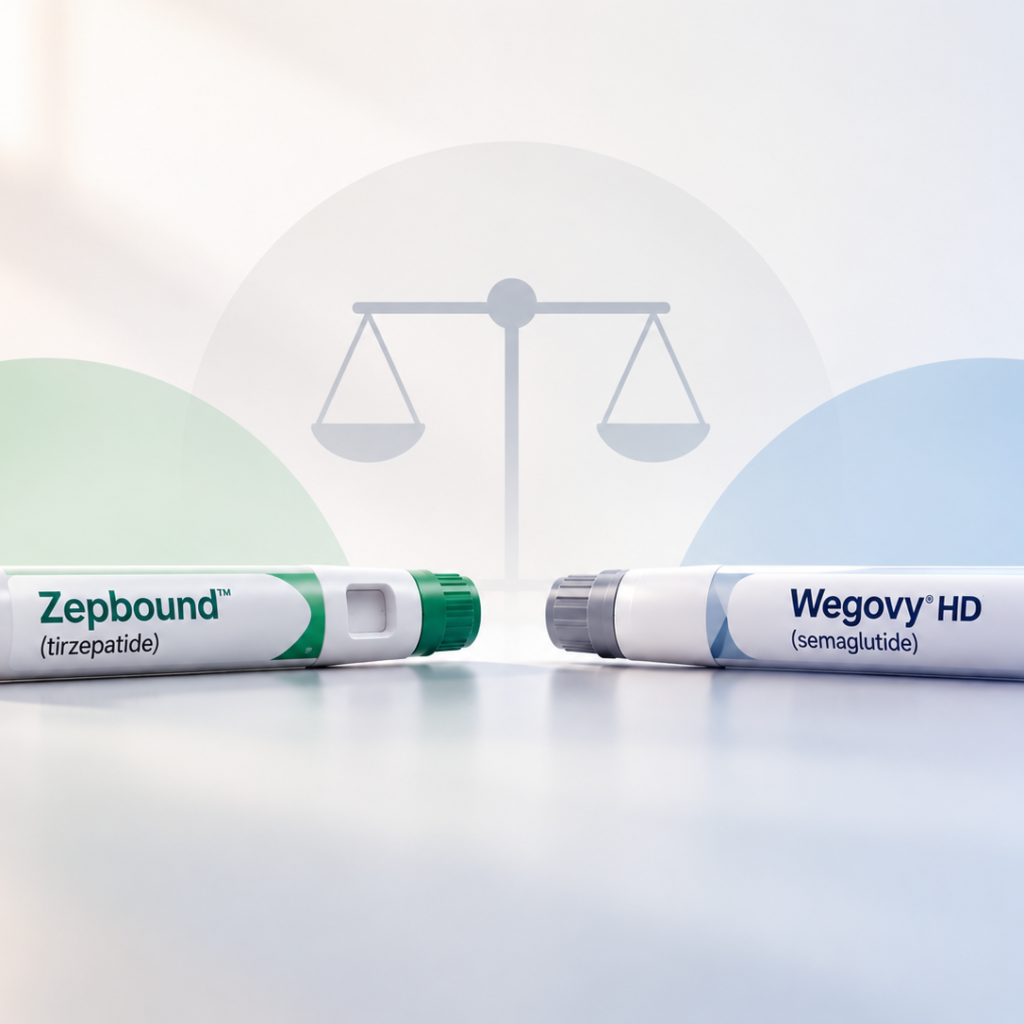 Zepbound tirzepatide compared with Wegovy HD semaglutide 7.2 mg for weight loss
