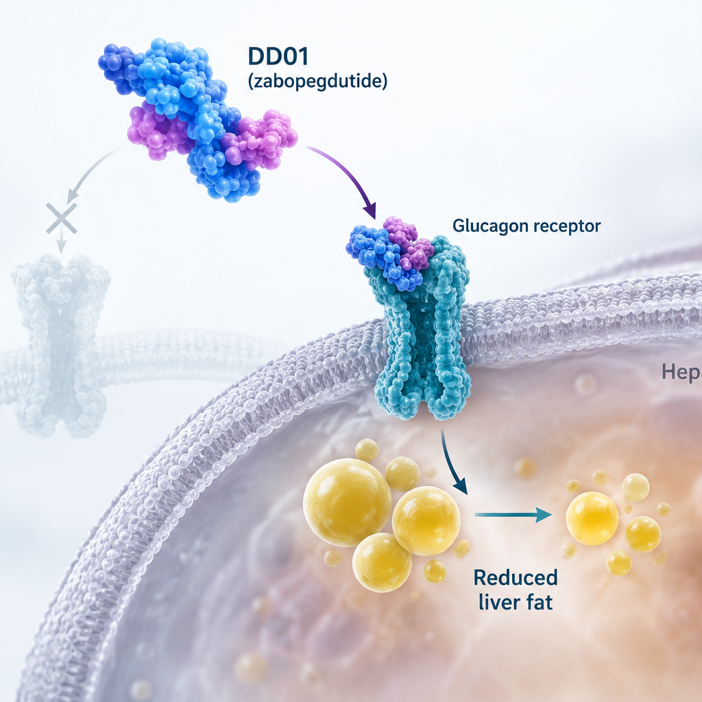 DD01 zabopegdutide GLP-1 glucagon dual agonist showing liver fat reduction in phase 2 MASH trial