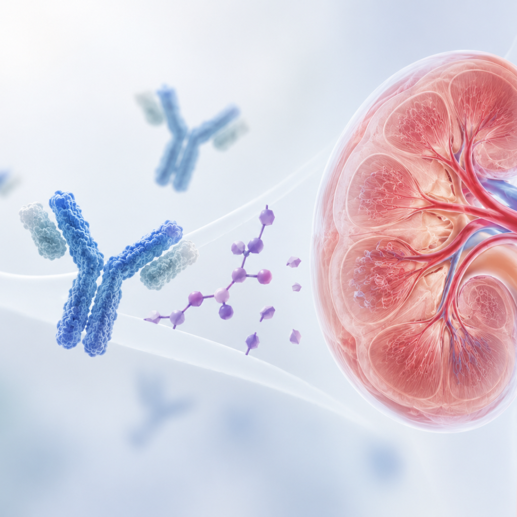 Investigational HLX79/E-602 combined with rituximab for primary membranous nephropathy, illustrating glycan editing and immune modulation.