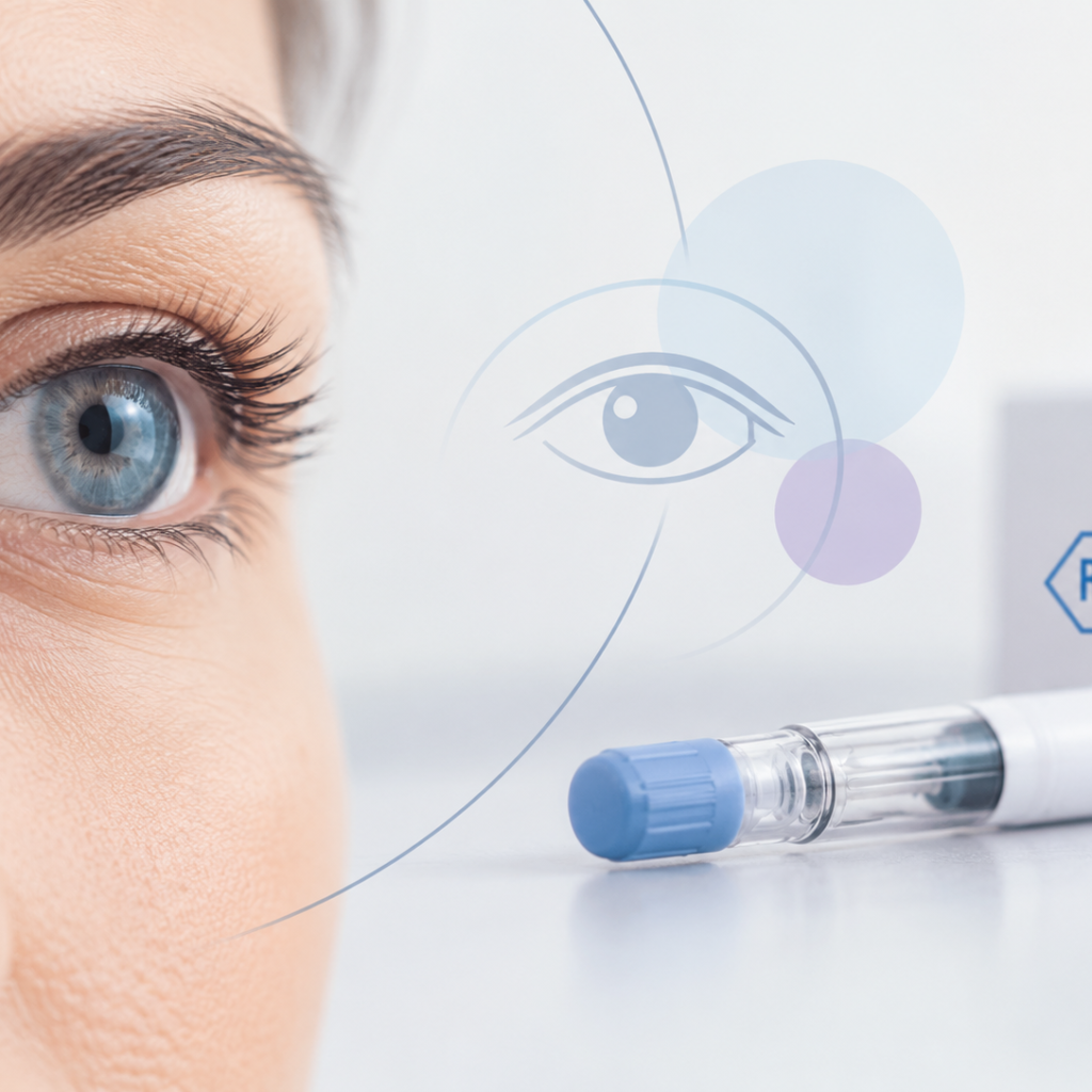 Illustration of satralizumab (Enspryng) treatment for thyroid eye disease following FDA approval, with Phase III SatraGO trial findings