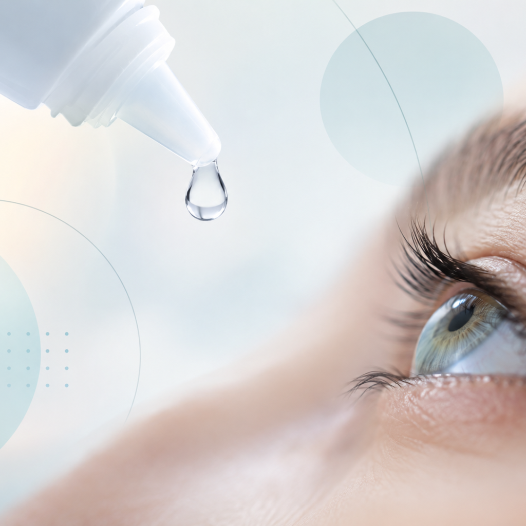 Illustration of CSB-001 investigational eye drops being studied for visual-acuity improvement in limbal stem cell deficiency