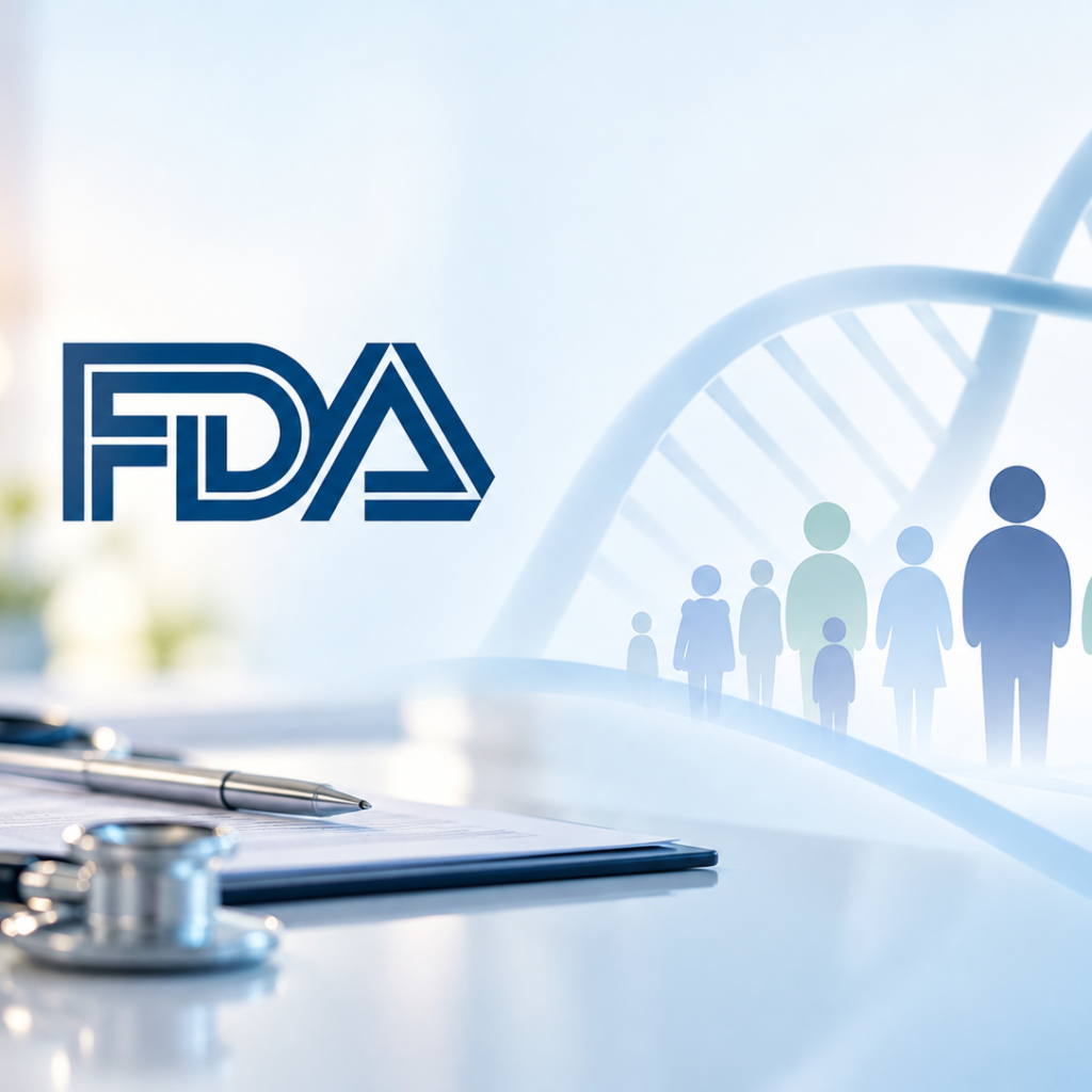 FDA headquarters exterior building with text overlay reading Rare Disease Framework Initiative 2026