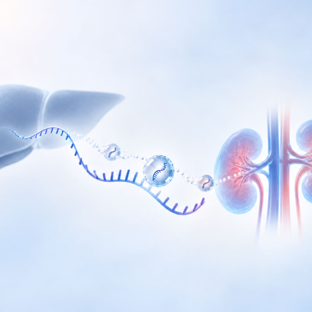 Conceptual illustration of Undecimal Bio's AI-enabled DELiveri platform for siRNA delivery beyond the liver