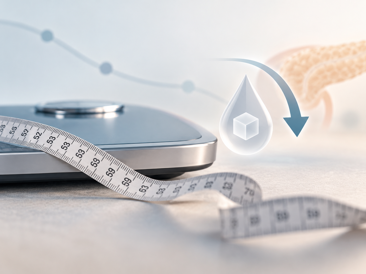Clinical illustration representing retatrutide and semaglutide comparison for weight loss and blood glucose control in type 2 diabetes.