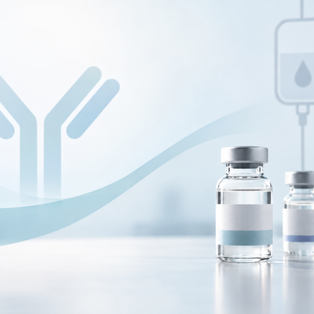 Illustration of investigational TAK-881 subcutaneous immunoglobulin 20% therapy, which reduced infusion volume by 50% in the Phase 2/3 IgGNITE trial for primary immunodeficiency disease.