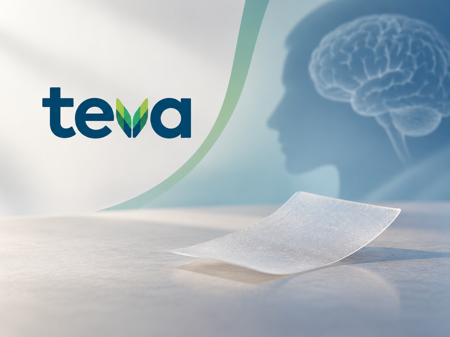 Illustration of a sublingual drug film representing Teva's acquisition of BXCL501 for potential at-home treatment of acute agitation.