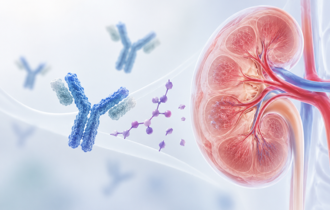 Investigational HLX79/E-602 combined with rituximab for primary membranous nephropathy, illustrating glycan editing and immune modulation.