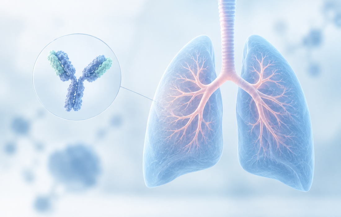 Infographic showing Connect Biopharma Phase 2 Seabreeze STAT trial results where rademikibart reduced COPD treatment failure by 81 percent and exacerbations by 85 percent.