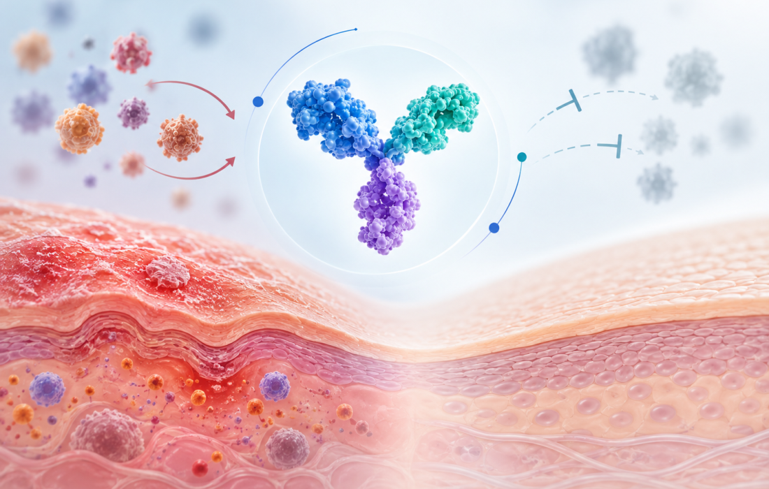 Tilrekimig Phase 2 atopic dermatitis study showing skin clearance and EASI-75 response