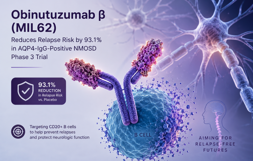 Obinutuzumab beta MIL62 reduces relapse risk in AQP4-IgG-positive NMOSD