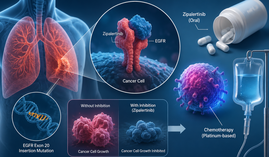 Zipalertinib plus chemotherapy meets progression-free survival endpoint in Phase 3 REZILIENT3 trial for EGFR exon 20 insertion NSCLC