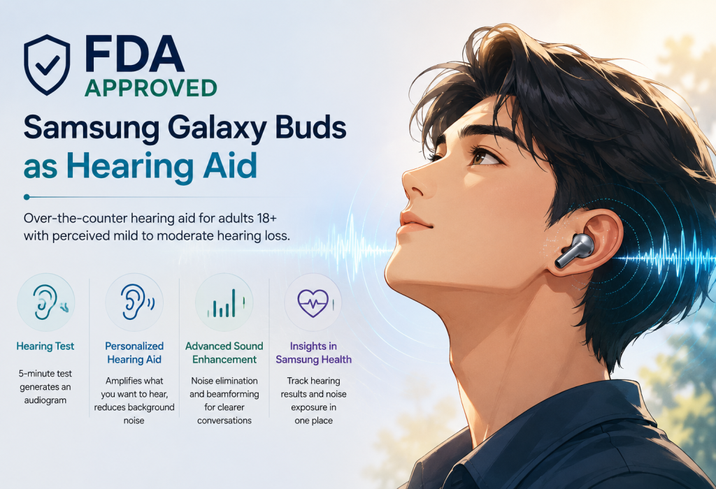 Samsung Galaxy Buds with FDA-cleared Hearing Aid feature for mild to moderate hearing loss