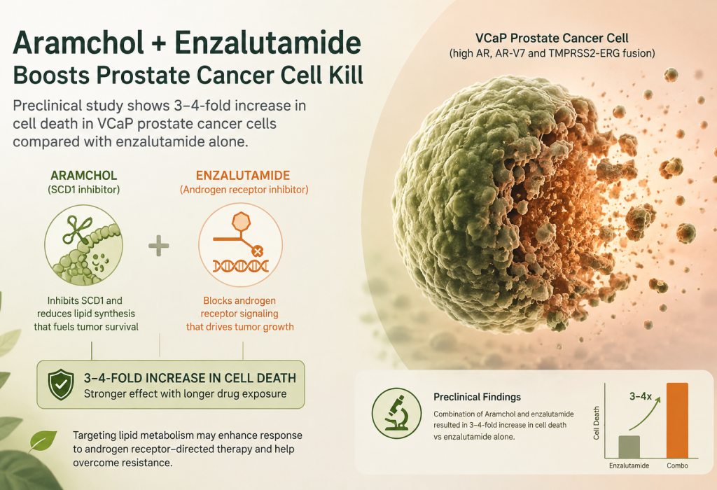 Aramchol and enzalutamide combination increases prostate cancer cell death in preclinical VCaP model