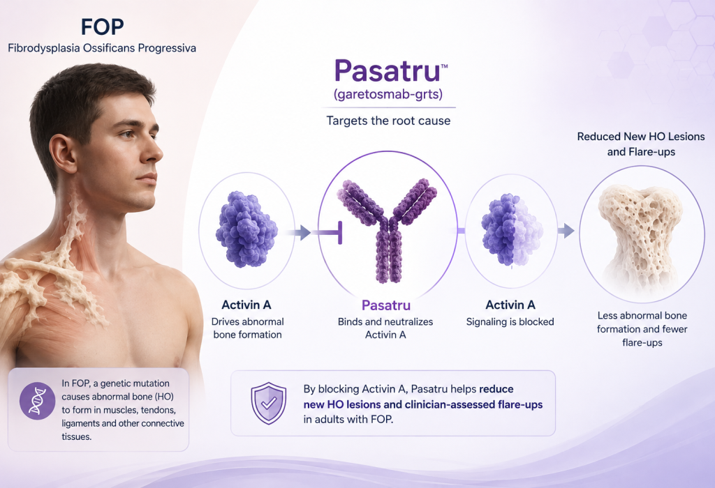 Pasatru garetosmab FDA approval for fibrodysplasia ossificans progressiva