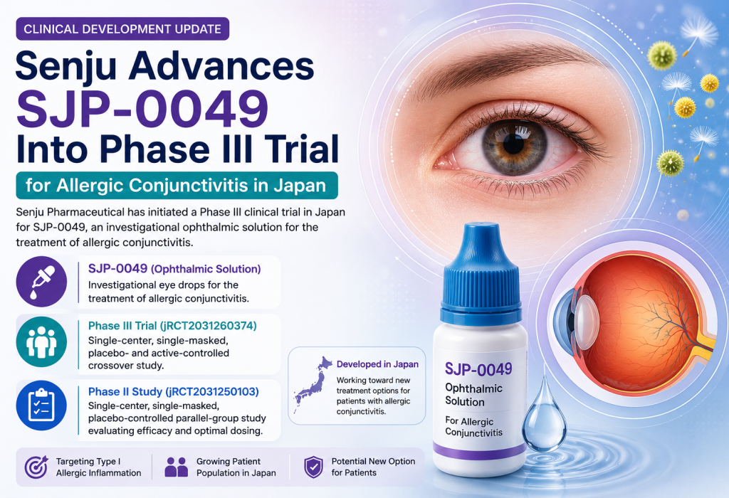 Senju SJP-0049 ophthalmic solution Phase III clinical trial for allergic conjunctivitis