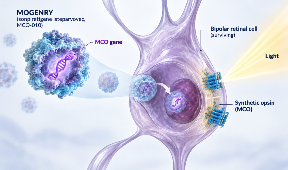 MOGENRY optogenetic gene therapy for severe retinitis pigmentosa and vision restoration