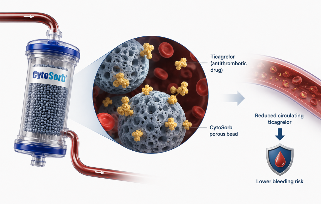 CytoSorb device used during urgent CABG to remove ticagrelor and reduce severe bleeding