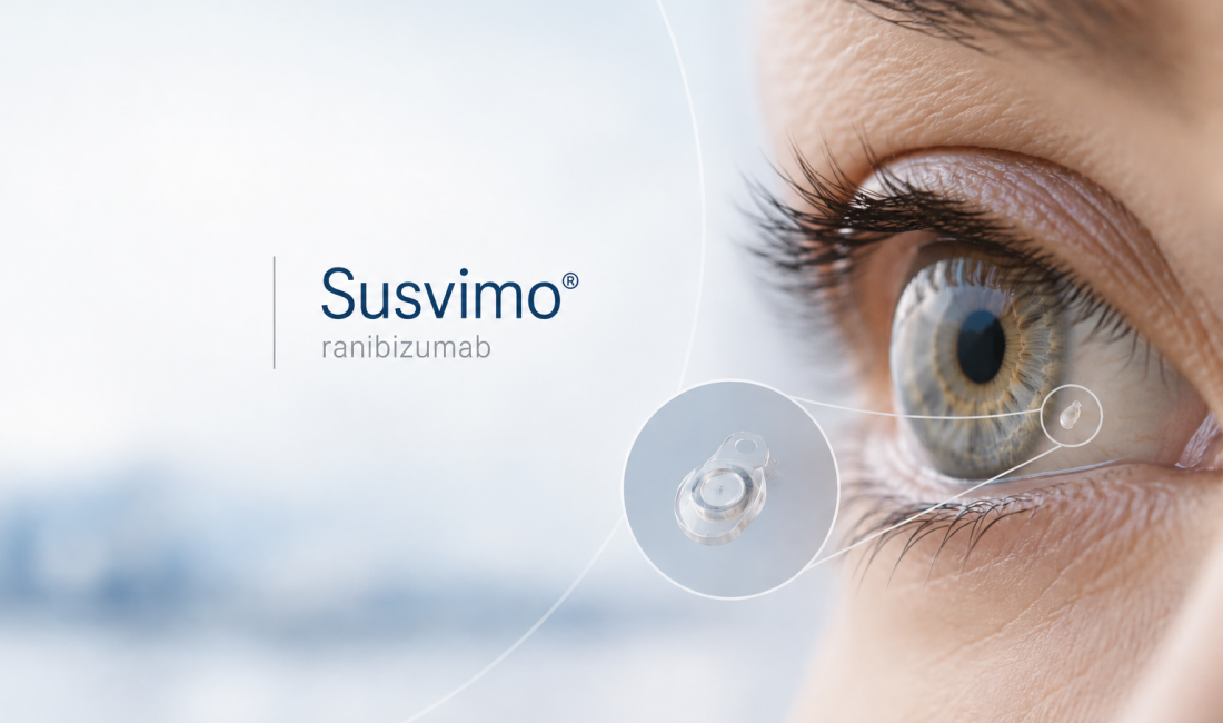 Roche Susvimo refillable ocular implant delivering ranibizumab for neovascular age-related macular degeneration