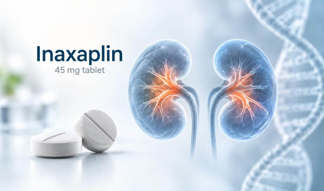 Graph showing 42.7 percent UACR proteinuria reduction with inaxaplin in Phase 2b AMPLIFIED study for APOL1-mediated kidney disease