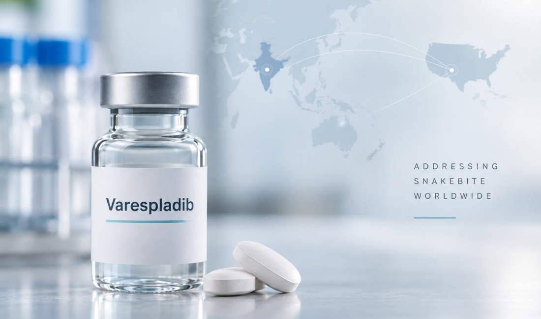 Varespladib Phase 2 BRAVIO trial for snakebite envenomation showing krait and copperhead subgroup findings