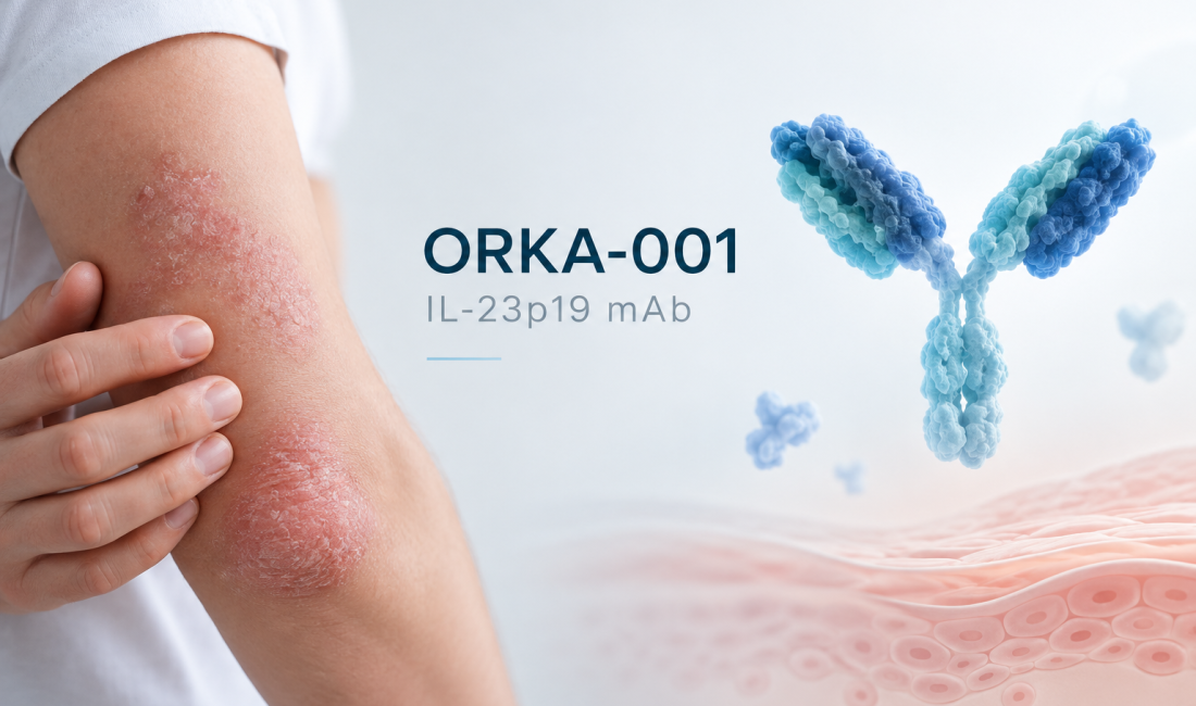 ORKA-001 IL-23p19 monoclonal antibody shows sustained PASI 100 response in plaque psoriasis through Week 28