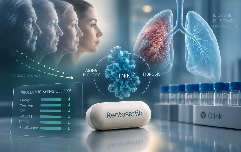 Rentosertib shows reduced predicted biological age across six proteomic aging clocks in Phase IIa IPF study