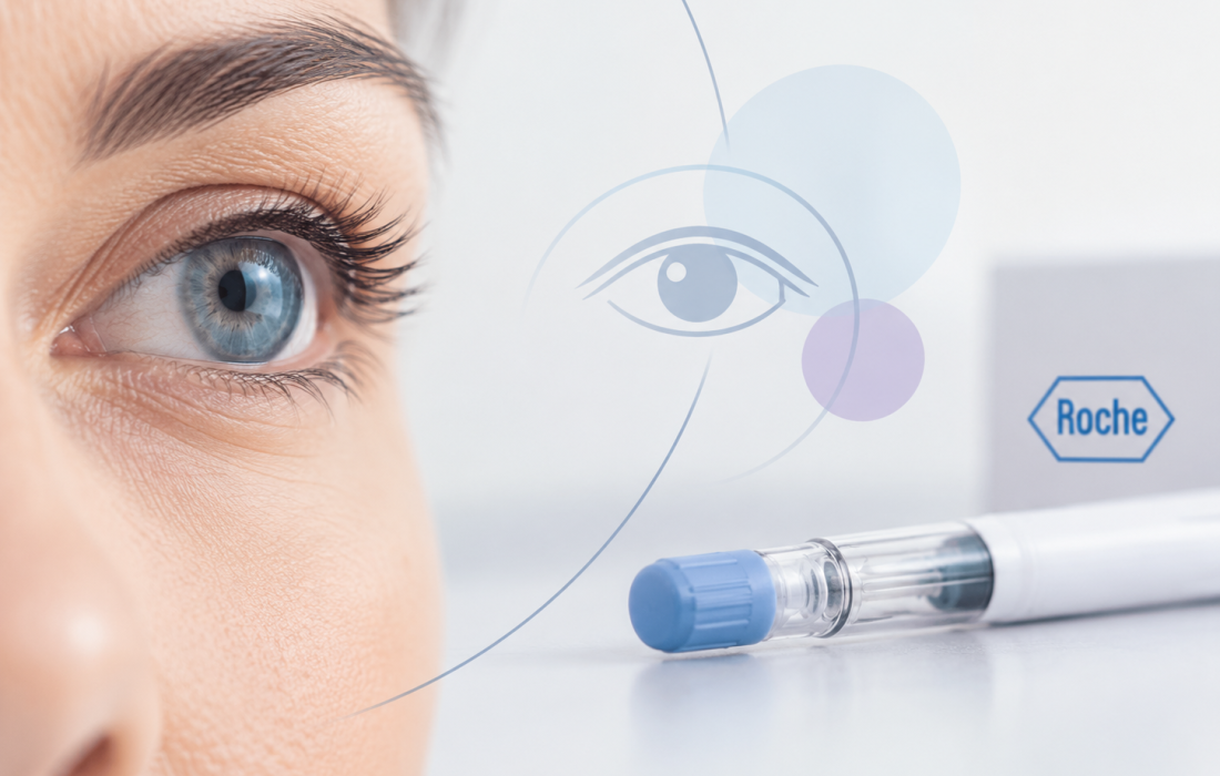 Illustration of satralizumab (Enspryng) treatment for thyroid eye disease following FDA approval, with Phase III SatraGO trial findings