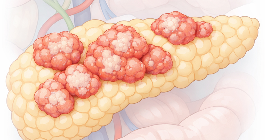 Illustration of Namodenoson oral therapy for advanced pancreatic ductal adenocarcinoma (PDAC) following positive Phase 2a clinical results accepted for presentation at ESMO Congress 2026.