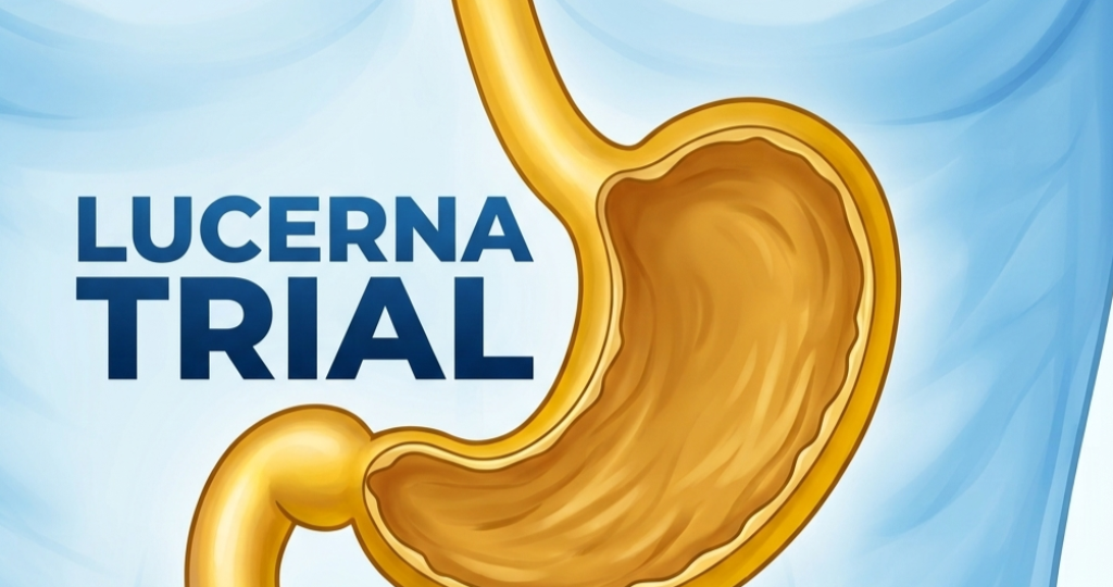Illustration of the Phase III LUCERNA trial evaluating zolbetuximab plus pembrolizumab and chemotherapy in patients with CLDN18.2-positive, HER2-negative, PD-L1-positive advanced gastric and gastroesophageal junction cancer.