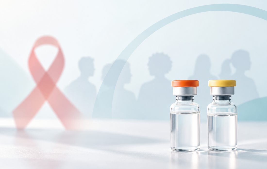 Illustration of long-acting cabotegravir and rilpivirine treatment and viral suppression in people with HIV, reflecting ViiV Healthcare's OPERA real-world cohort findings.